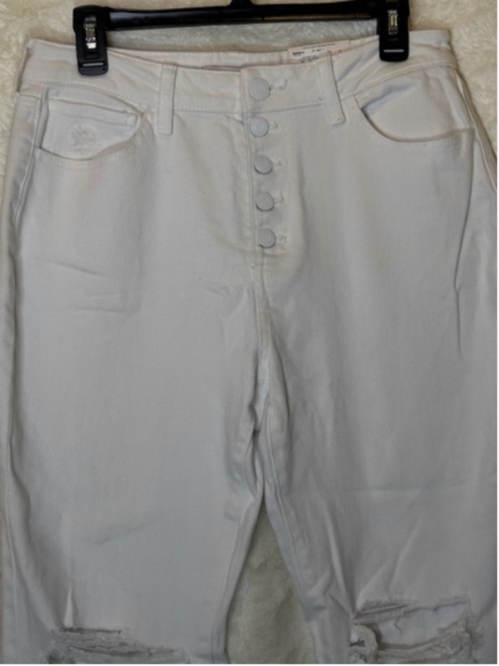 SO High Rise Kick Flare Denim Jeans White Distressed Juniors 11 New with Tags